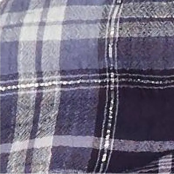 INC International Concepts Navy Plaid Off-Shoulder Blouse sz L - Picture 4 of 12